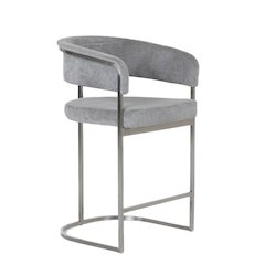 Modrest Sebastian - Modern Grey Fabric + Stainless Steel Counter Chair