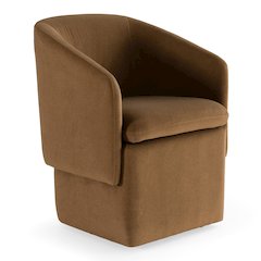 Tassell - Modern Brown Fabric Dining Chair with Castor Wheels