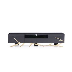 Modrest Legend Modern Black & Champagne Gold 87" TV Stand