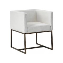 Off White Antique Dining Armchair With Low Back And Modern Design