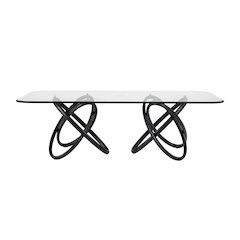Modrest Mason Modern Glass & Black Ash Dining Table