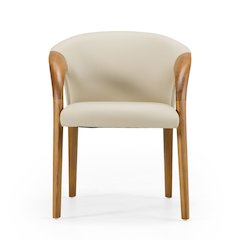 Modrest Wynetta Mid-Century Modern Grey Vegan Leather + Walnut Dining Chair