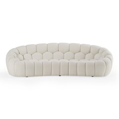 Yolonda - Modern Curved Off-White Fabric Sofa
