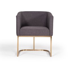 Modrest Yukon Modern Grey Fabric & Antique Brass Dining Chair