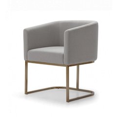 Modrest Yukon - Modern Medium Grey Fabric & Antique Brass Dining Chair