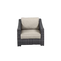 Bora Bora Wicker Rattan Club Chair with Olefin Cushion - Light Beige Cushion
