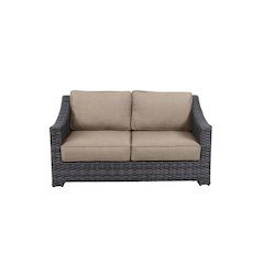 Bora Bora Wicker Rattan Love Seat With Olefin Cushion - Wheat Cushion