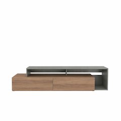 72-Inch Tv Stand With 2 Drawers, Nutmeg & Greige