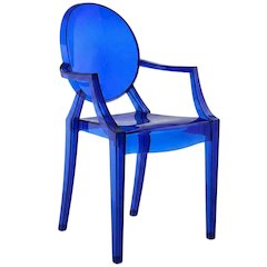 Acrylic Stackable Dining Armchair, Contoured Back, Blue