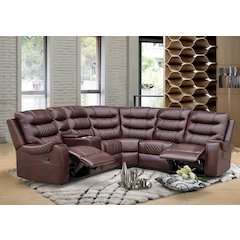 Modular Manual PU Leather Recliner Sofa Sectional Couches (Brown)
