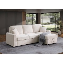 Modular Sectional Sleeper Sofa with Pull Out Bed, Chenille L Shaped Couch