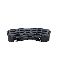 Modular Manual PU Leather Recliner Sofa Sectional Couches (Black)