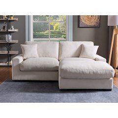 Modular Convertible Sectional Sofa with 2 Ottomans and Soft Pillows (Beige）