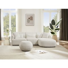 Modern Modular Sectional Sofa Couch with Ottomans Chaise Pillows, Beige