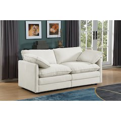 Comfy Cloud Couch with Movable Ottoman Modern Modular Sectional Sofa (Beige)