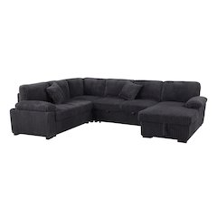 Couch with Pull Out Bed Sectional Sleeper Sofa with Storage Chaise, Darkgrey