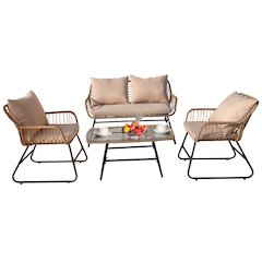 Patio Wicker Furniture Set All-Weather Rattan Outdoor Conversation Sofa Set