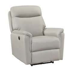 Leif Leather Power Reclining Chair in Light Gray