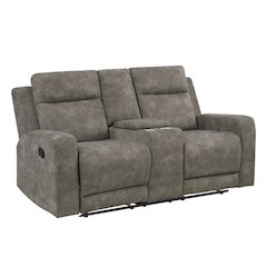 Muncie Microfiber Dbl Reclining Love Seat with Center Console in Brown