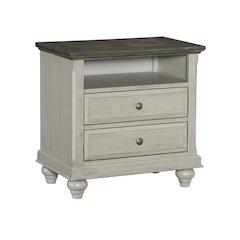 Mossbrook Pine Nightstand in 2-Tone Finish: Dark Brown and Light Gray