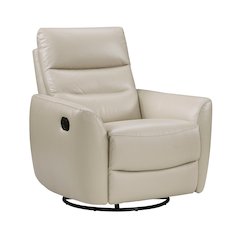 Cassian Leather Swivel Glider Reclining Chair in Taupe