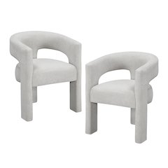 Marais Boucle Dining Chairs, Set of 2 in Light Gray