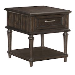 Cardano Asian Hardwood End Table with drawers  in Driftwood Charcoal