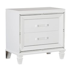 Tamsin Asian Hardwood Nightstand in White Metallic