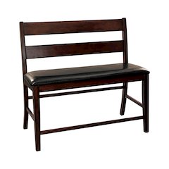 Mantello Wood Counter Height Dining Bench with Back  in Dark brown