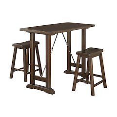 Bracknell Wood Counter Height Set (Set of 3) in Brown Cherry