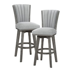 Corvallis Velvet Pub Height Swivel Stool, set of 2 in Gray