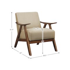 Damala Textured Fabric Accent Chair In Light Brown