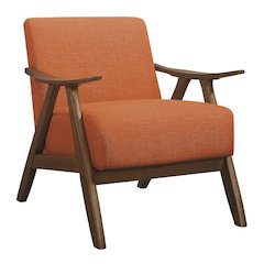 Damala Textured Fabric Accent Chair, Orange Color In Orange
