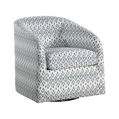 Lexicon Augustine Textured Swivel Chair in Blue and White tribal pattern
