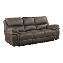 Proctor Microfiber Power Double Reclining Sofa In Brown