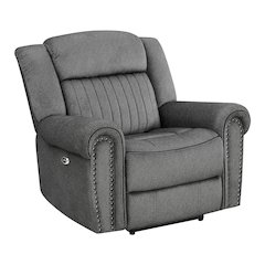 Brennen Microfiber Power Reclining Chair In Charcoal