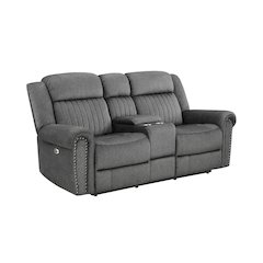 Brennen Microfiber Power Double Reclining Love Seat In Charcoal