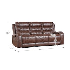 Putnam Faux Leather Power Double Reclining Sofa In Brown