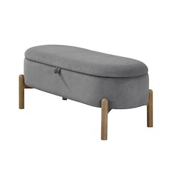 Mavis Corduroy Lift Top Storage Bench in Gray