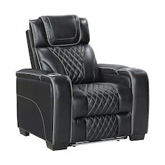Apex Leather Power Reclining Chair with Power Headrest and Heat in Black