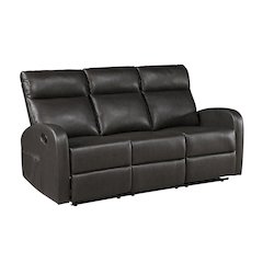 Allen Faux Leather Double Reclining Sofa in Espresso