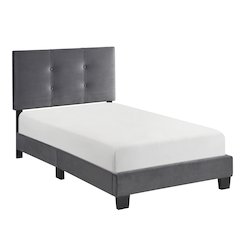 Newberry Velvet Twin Platform Bed in Dark Gray