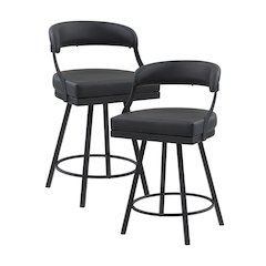 Crowley Faux leather Swivel Counter Height Chair in Black