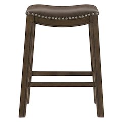 Ordway Solid Wood Backless Bar Stool with Saddle Seat for Kitchen Island, Brown