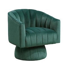 Lonita Velvet Swivel Chair in Dark Green