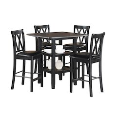 Norman Solid Wood Counter Height Dining Table Set (Set of 5) in Black