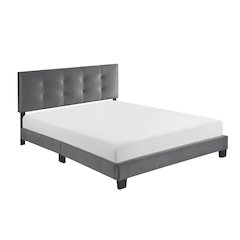 Newberry Velvet Queen Platform Bed, Dark gray color in Dark gray