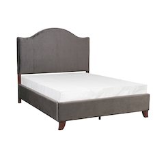 Carlow Asian Hardwood Full Upholstery Bed in Gray