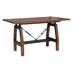Holverson Wood Veneer Counter Height Table in Rustic Brown & Gunmetal