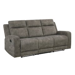 Muncie Microfiber Double Reclining Sofa in Brown